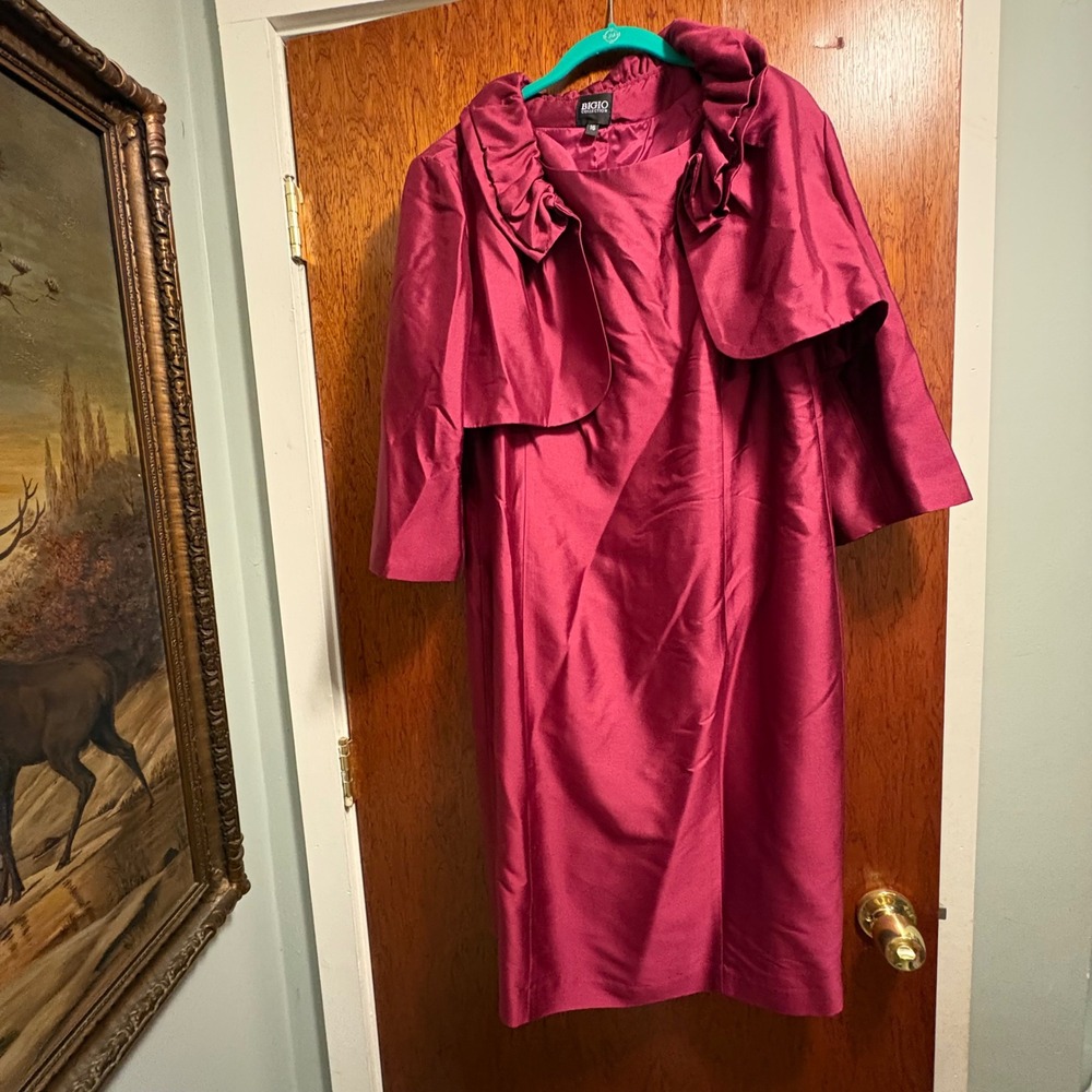 100% Silk Magenta Dress Bolero Set Mother Bride Wedding Guest‎ Women 16